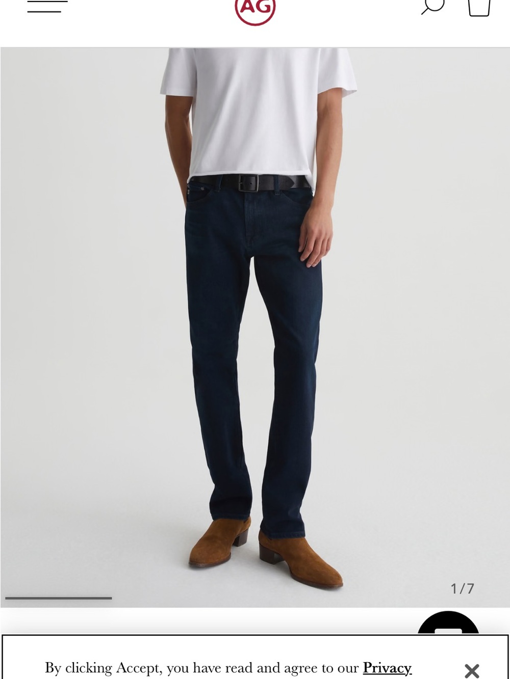 AG Men's Dark Blue Jeans - Classic Straight Fit